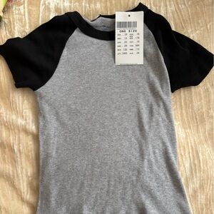 Brandy Melville Black and Gray Striped Top